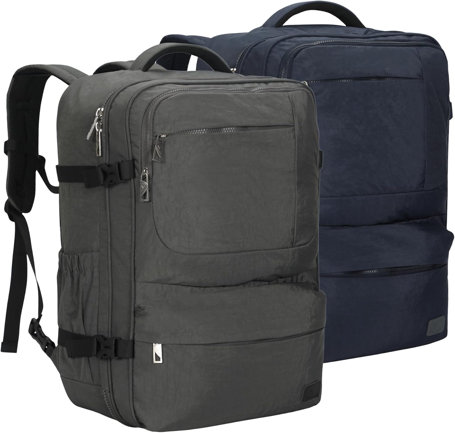 Hynes Eagle 44L Carry on Backpack Airline Approved Travel Backpack for Men Women Large Laptop Backpack 17 inch Nylon Backpack Overnight Weekender Duffel Bag Grey with Navy Blue