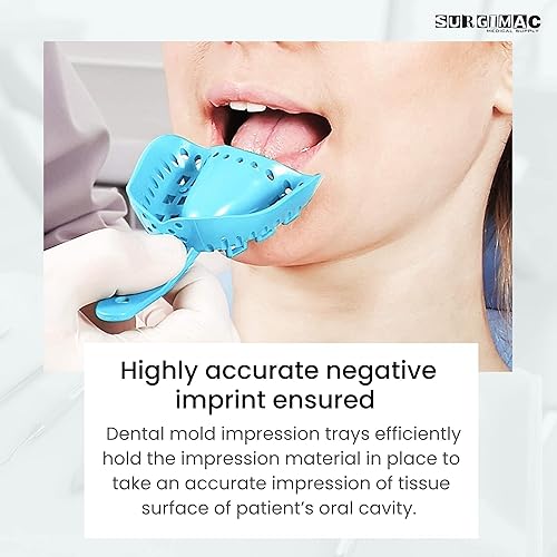 Miniatura 6 de Surgimac Bandejas de impresión dental  Bandeja de impresión de plástico perforado  Bandeja de impresión dental premium número 6, bandejas pequeñas