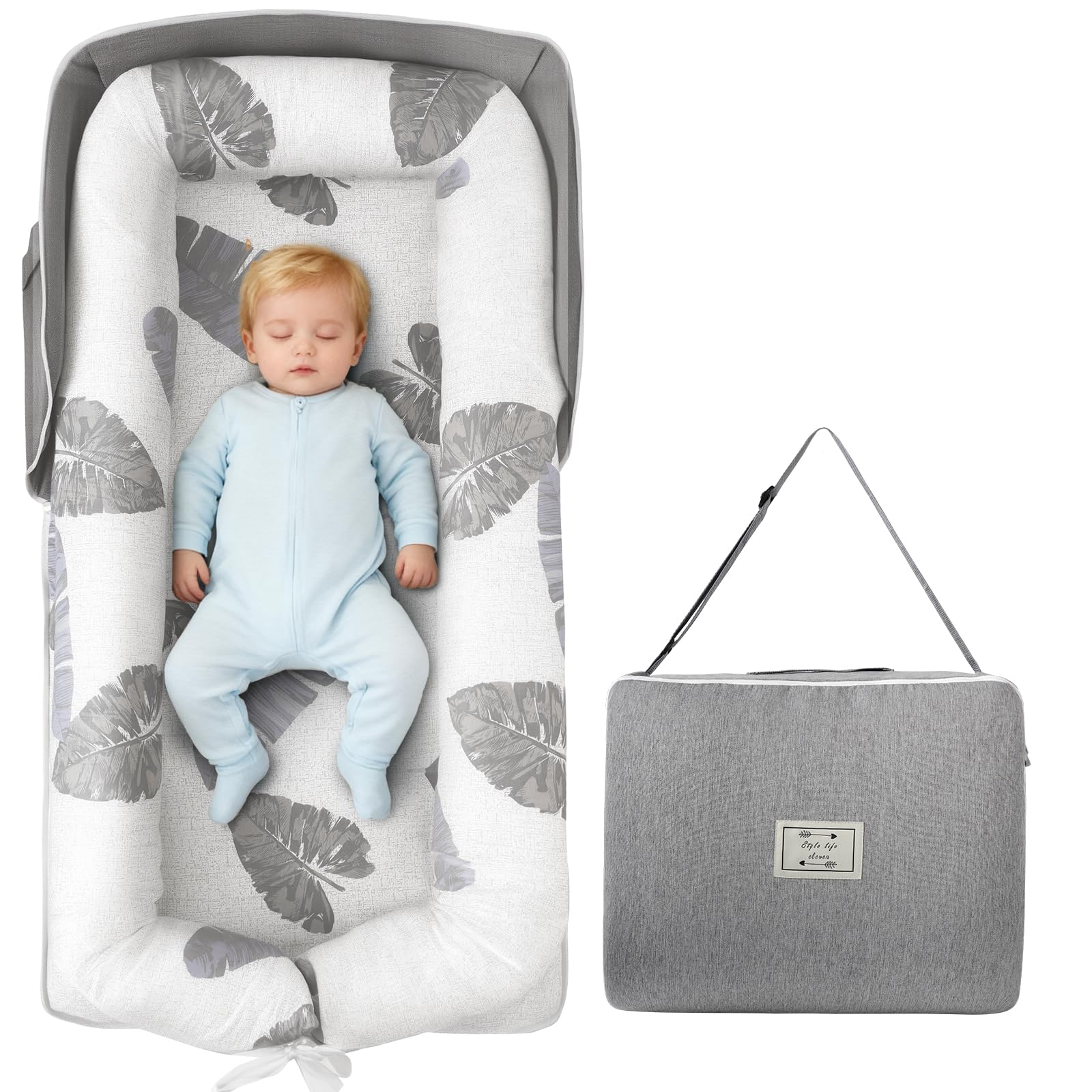 HDUYFYD Babynest Babynestchen Neugeborene Baby Nestchen Tragbar 0-24 Monate, Nestchen Baby Waschbar mit Verstellbarem U-Fußsack,Tragbar & Verwandelt Sich In Rucksack,Baby Erstausstattung Neugeborene