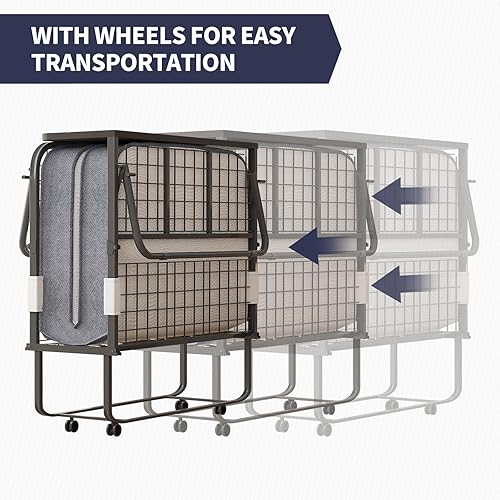Miniatura 9 de Cama plegable con colchón de esponja viscoelástica, cama plegable de 75 x 46 pulgadas para adultos, cómoda cama plegable portátil para invitados,
