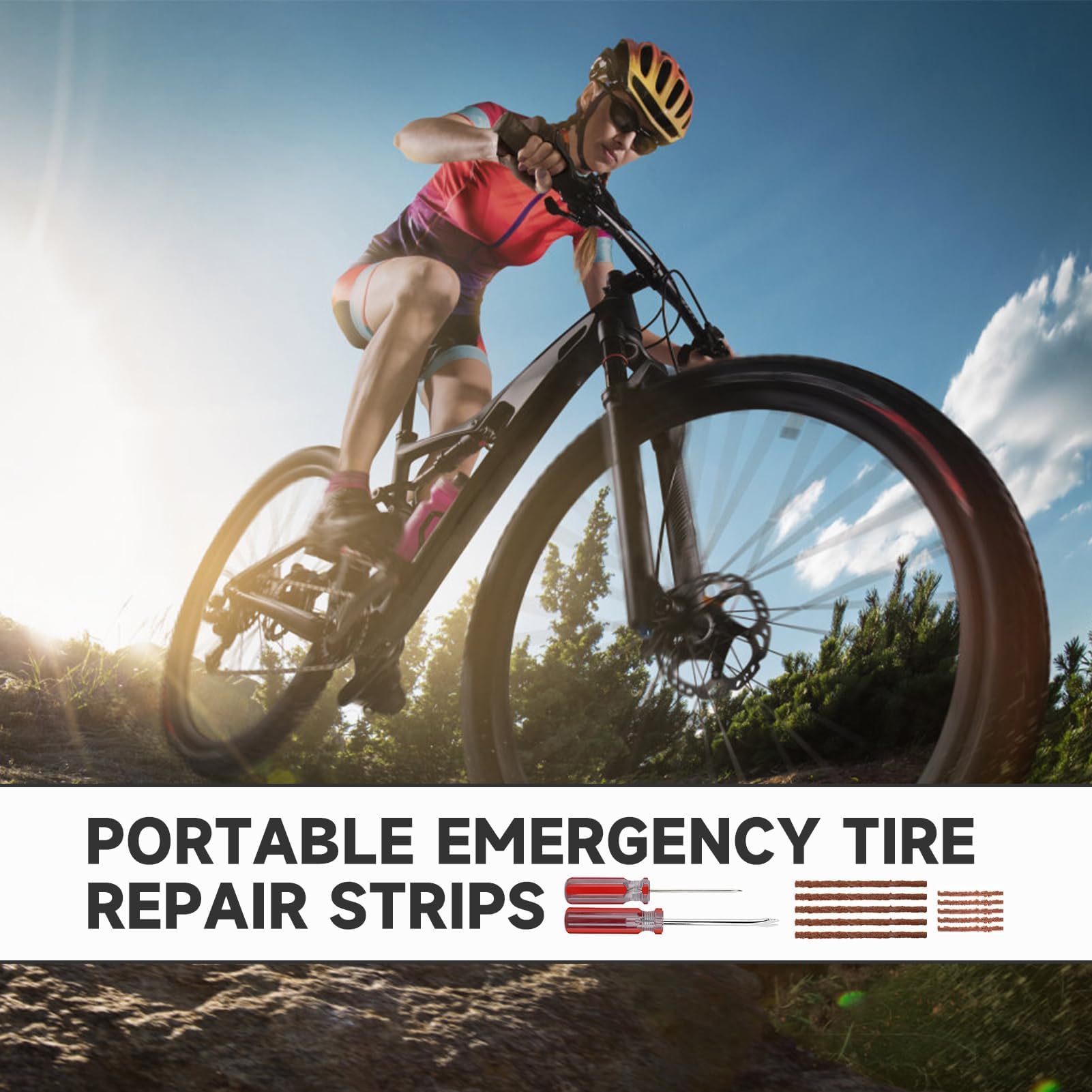 Kit Crevaison Velo Kit Réparation Pneus Tubeless VTT 52 Pièces