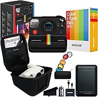 Vista 10 de Polaroid Now+ 3rd Generation Bluetooth i-Type Instant Camera with 16 Color Film Photos, Black App Controlled with Signature Series Case Bundle