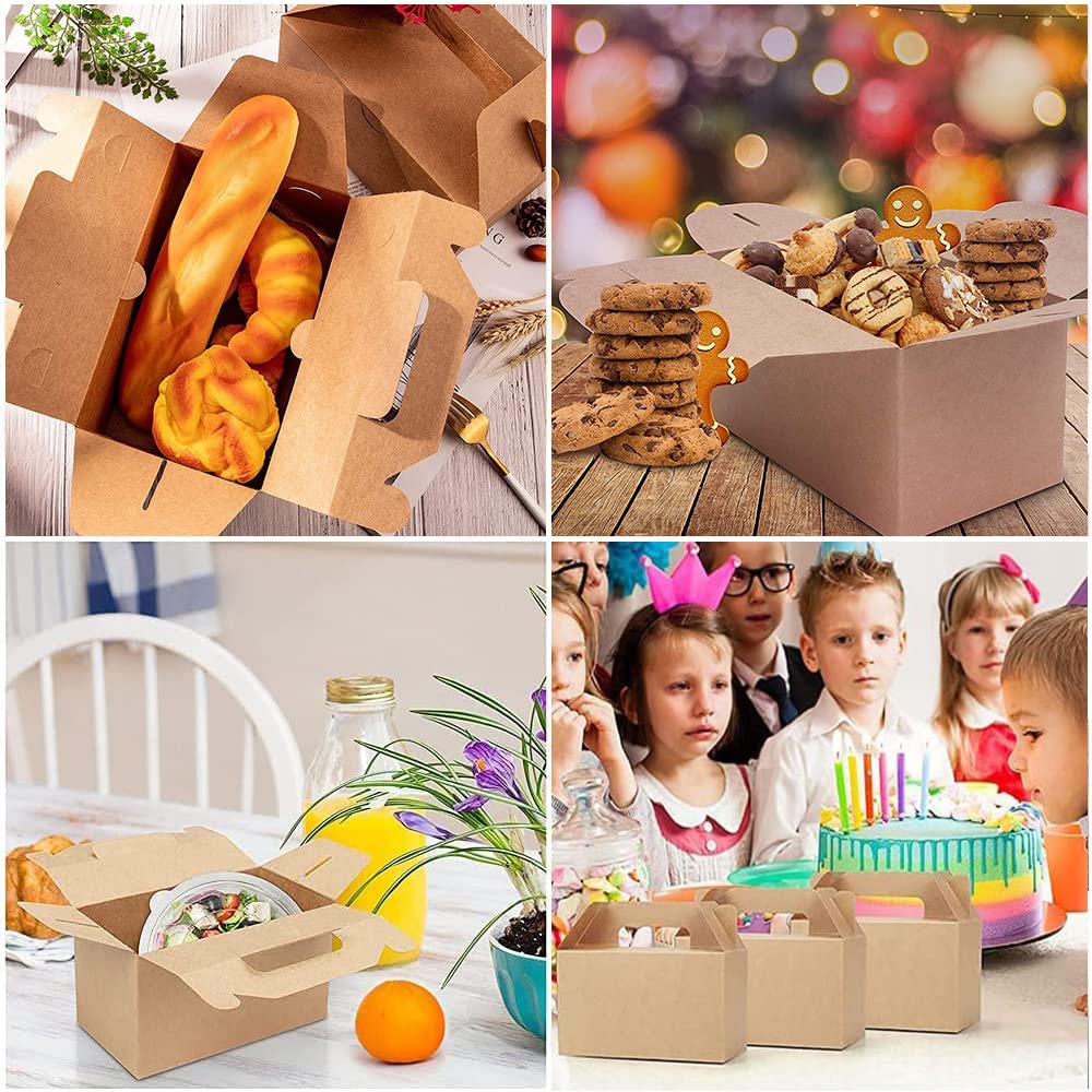 20 Pezzi Scatola Happy Meal, Scatola Carta Kraft Vintage, Box carta Kraft per Alimenti, Marrone, Box Cartone D'Imballaggio Caramella, per Biscotti, Pollo Fritto, Torte