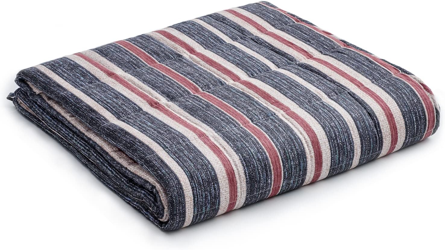 YnM Weighted Blanket â€” Heavy 100% Oeko-Tex Certified Cotton Material with Premium Glass Beads (Red Blue, 80''x87'' 20lbs), Two Persons(90~160lb) Sharing Use on Queen/King Bed | A Duvet Included