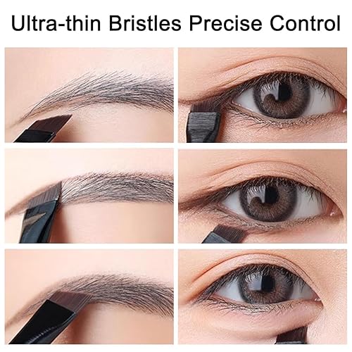 Miniatura 4 de Juego de 15 brochas delineadoras de ojos, 3 estilos de pinceles delineadores de ojos en ángulo fino, cepillo corrector de cejas, brocha ultrafina