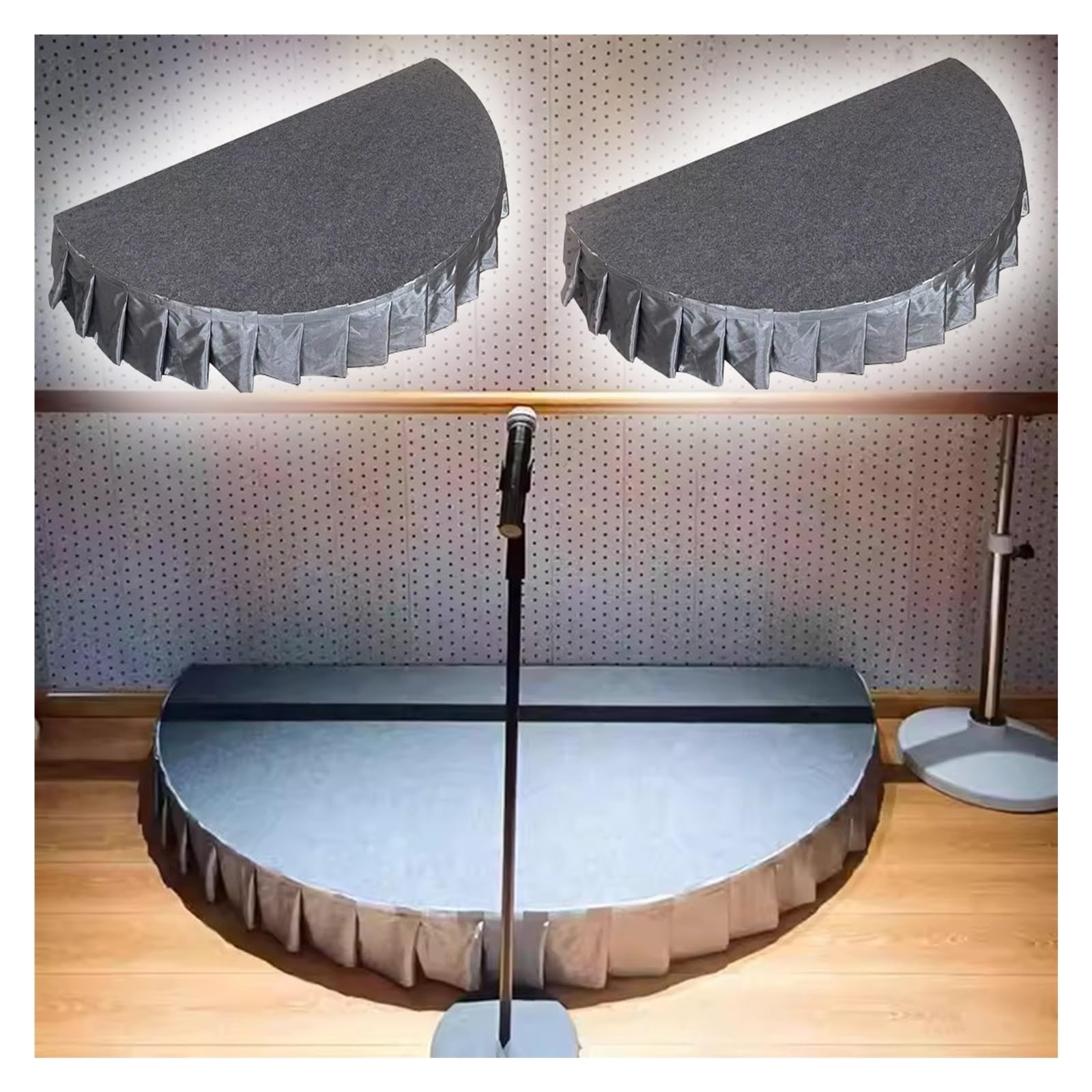 Plataforma de escenario de rendimiento para conciertos infantiles, sistema elevador de escenario semicircular con faldas, banco de voz de entretenimiento, 2 piezas