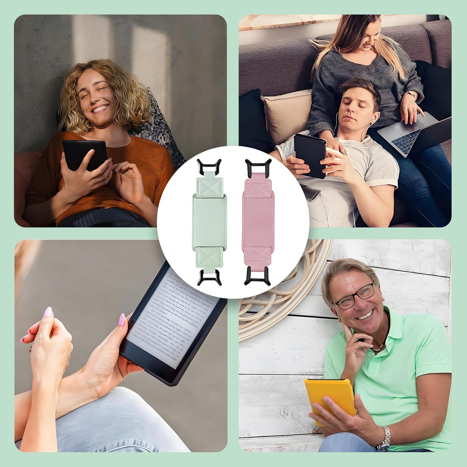 2 PCS Secure Hand Strap, Tablet Strap Strapsicle for 6-7.5 Inch Ebook Readers & Accessories Ebook Reader Holder For Commuting Reading Outdoor Cafes, for Tablets Finger Loop Accessory