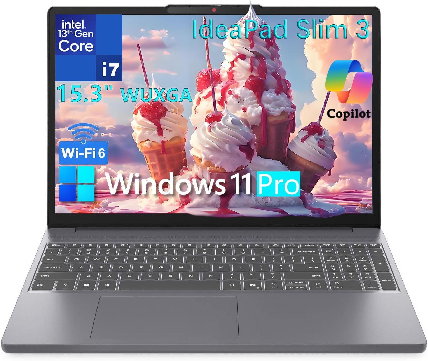 Laptop Computer, Intel 10-Core i7-13620H (Beat Ultra 7 255U), 40GB DDR5 RAM, 1TB PCIe SSD, WiFi 6, BT 5.2, 15" FHD+, IdeaPad Slim 3 Copilot PC for Business and Home, Luna Grey, Windows 11 Pro