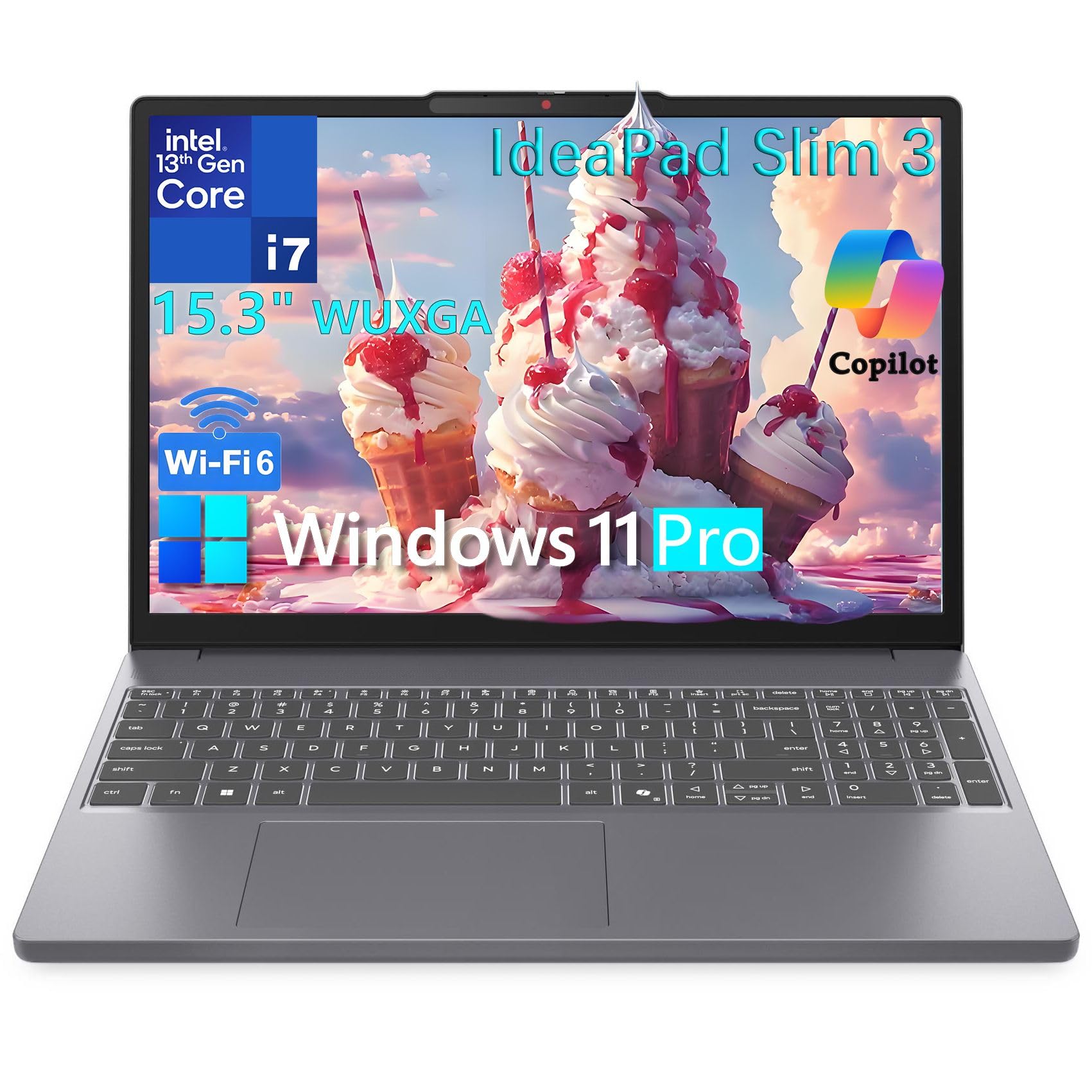 Lenovo Laptop Computer, Intel 10-Core i7-13620H (Beat Ultra 7 255U), 40GB DDR5 RAM, 1TB PCIe SSD, WiFi 6, BT 5.2, 15" FHD+, IdeaPad Slim 3 Copilot PC for Business and Home, Luna Grey, Windows 11 Pro