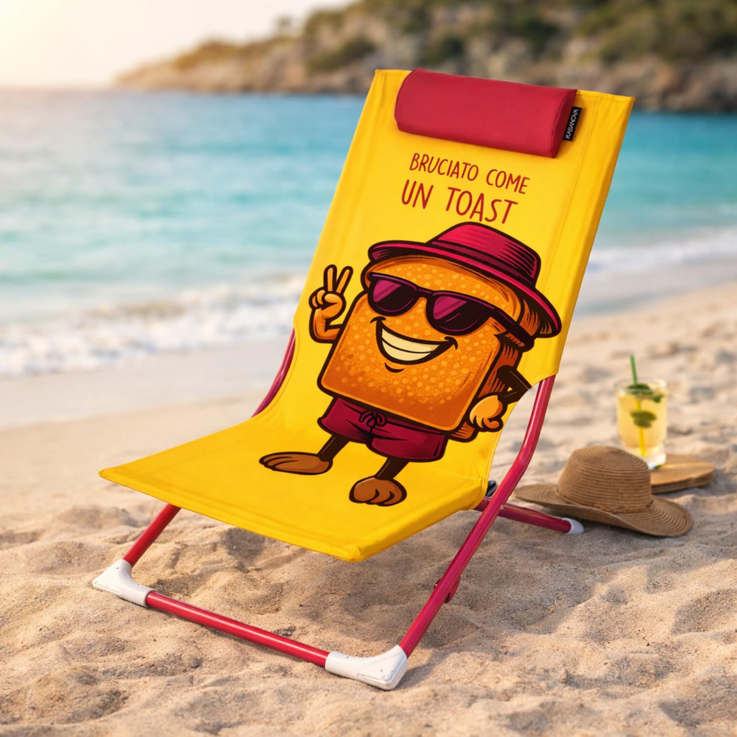 KASANOVA Spiaggina sedia pieghevole Toast con poggiatesta