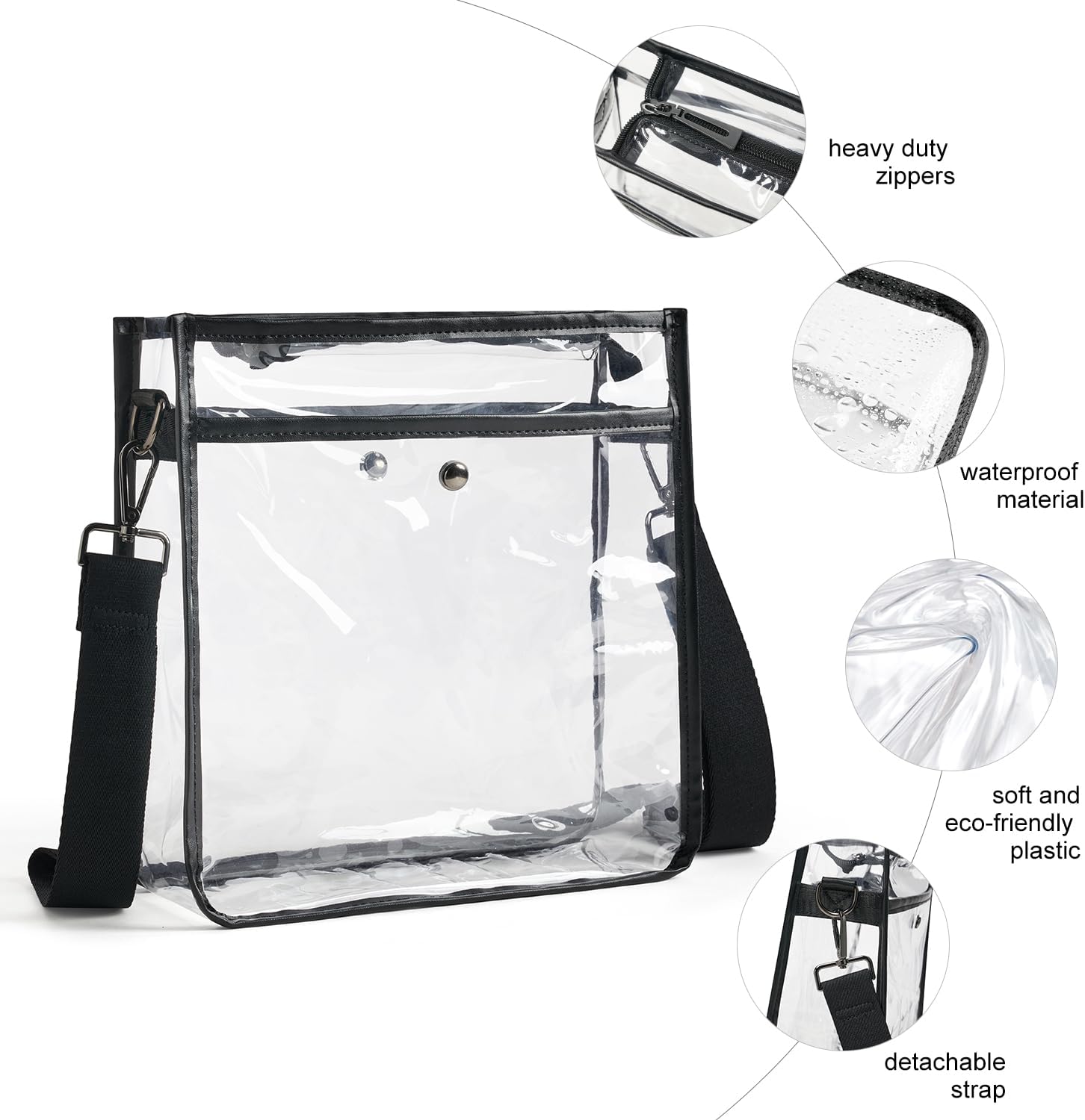 Bluome Clear Bag for Stadium Events 12 x6 x12, Clear Crossbody Purses for Women Concerts Stadium Approved Work Beach - Image 7