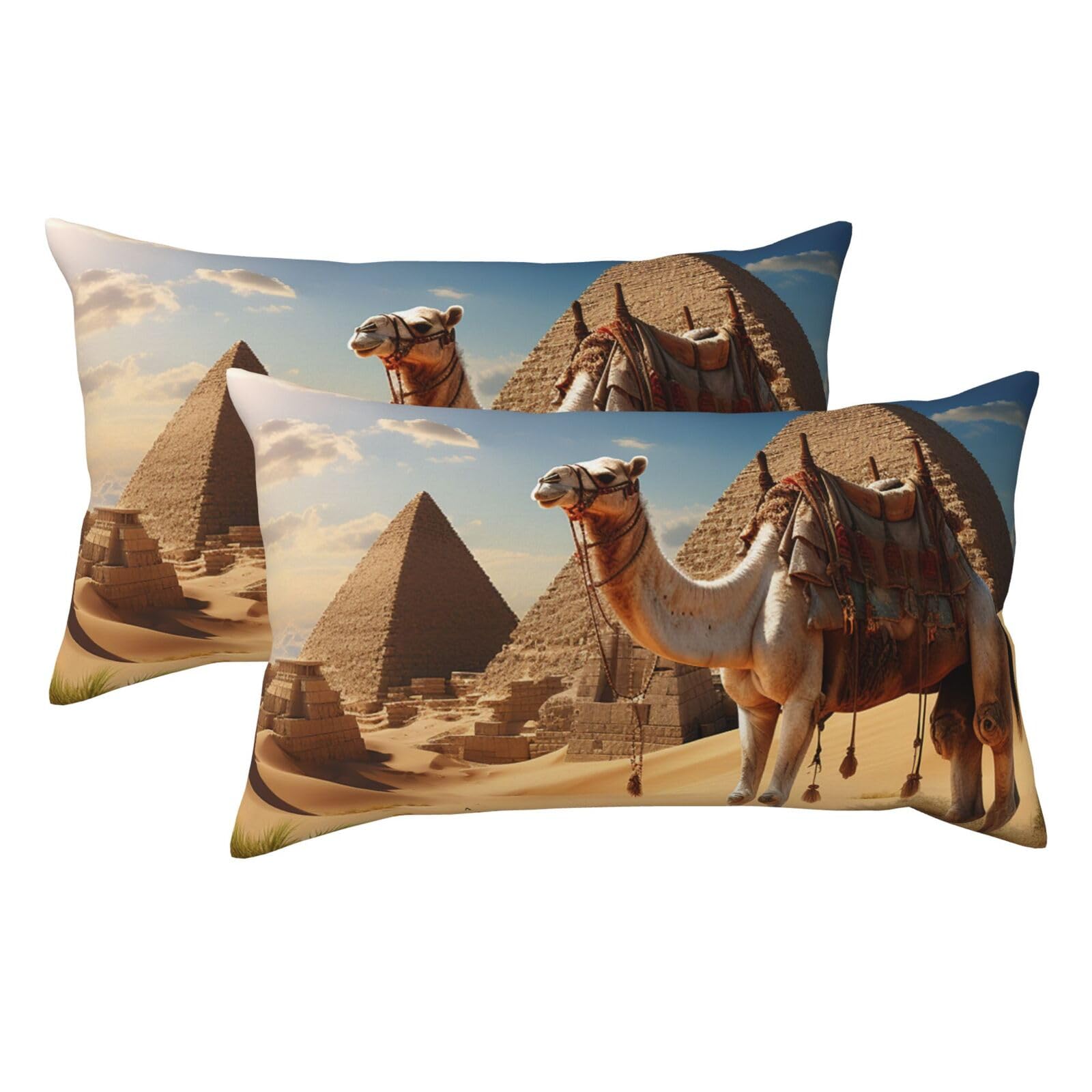 2 Pack King Pillow Cases with Hidden Zipper, Soft Breathable Pillow Covers for Hair and Skin, Camel Desert Pillowcases 20"x36" Bed Pillow Protectors Cover for Sleeping Gifts