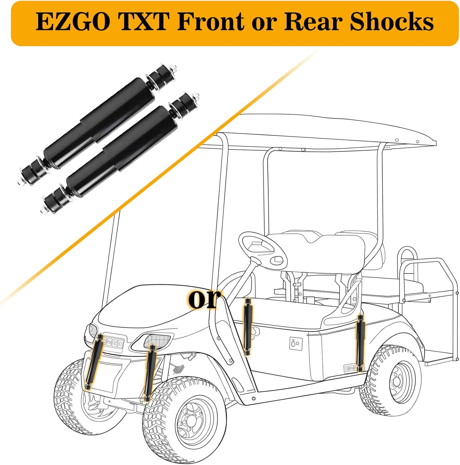 EZGO TXT Shocks 1994-Up Gas and Electric EZGO TXT Front or Rear Shock Absorbers EZGO TXT Medalist Golf Carts Replaces OEM #70248-G01, 76418-G01, 70324-G01,Nivel Part #5006
