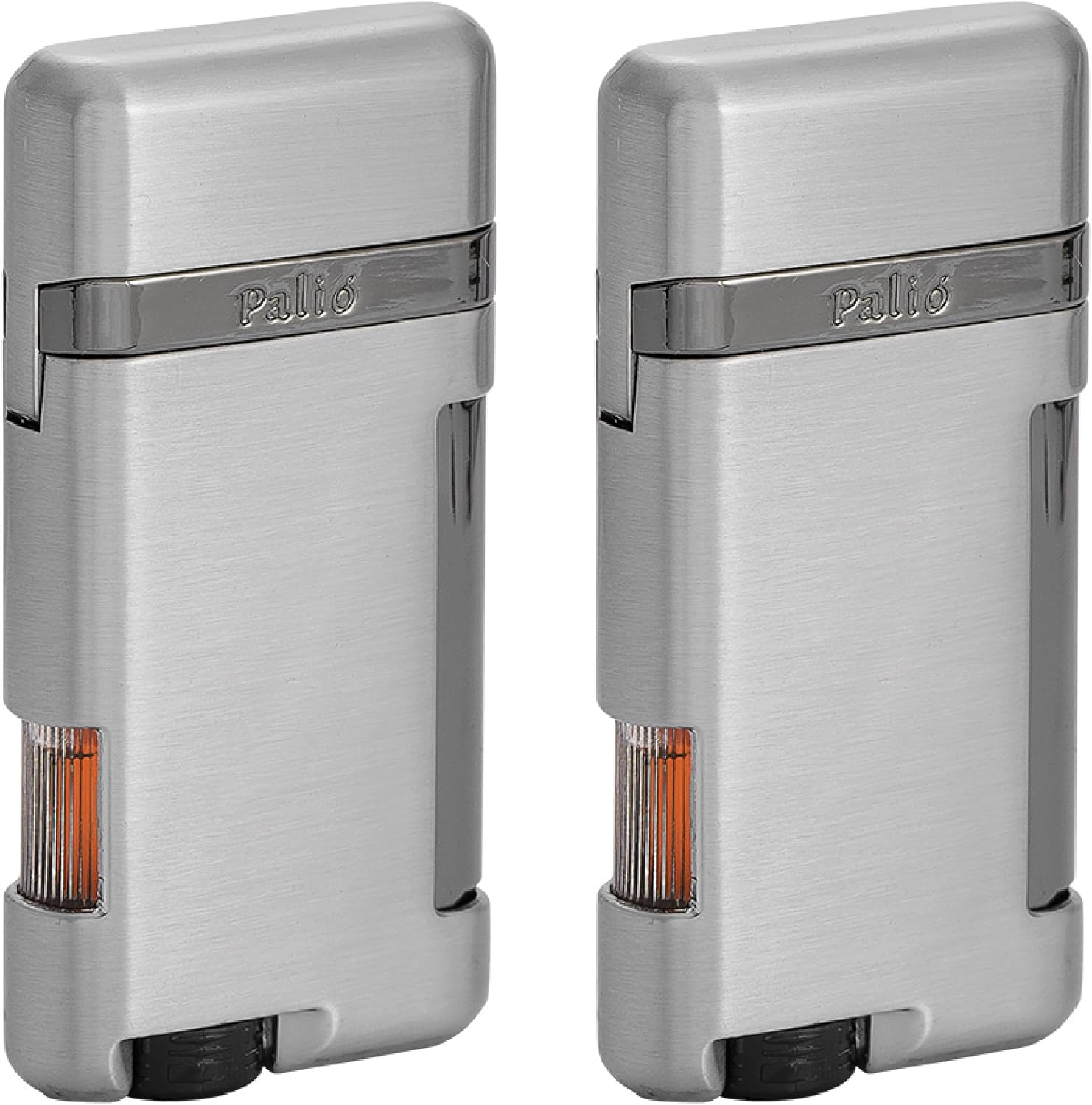 Palió Lazio Single Angled Jet Flame Cigar Lighter Refillable Adjustable Torch Flame Wind Resistant Slim Pocket Wallet Friendly Simple Functional Durable Metal Body (Black) Pack of 2