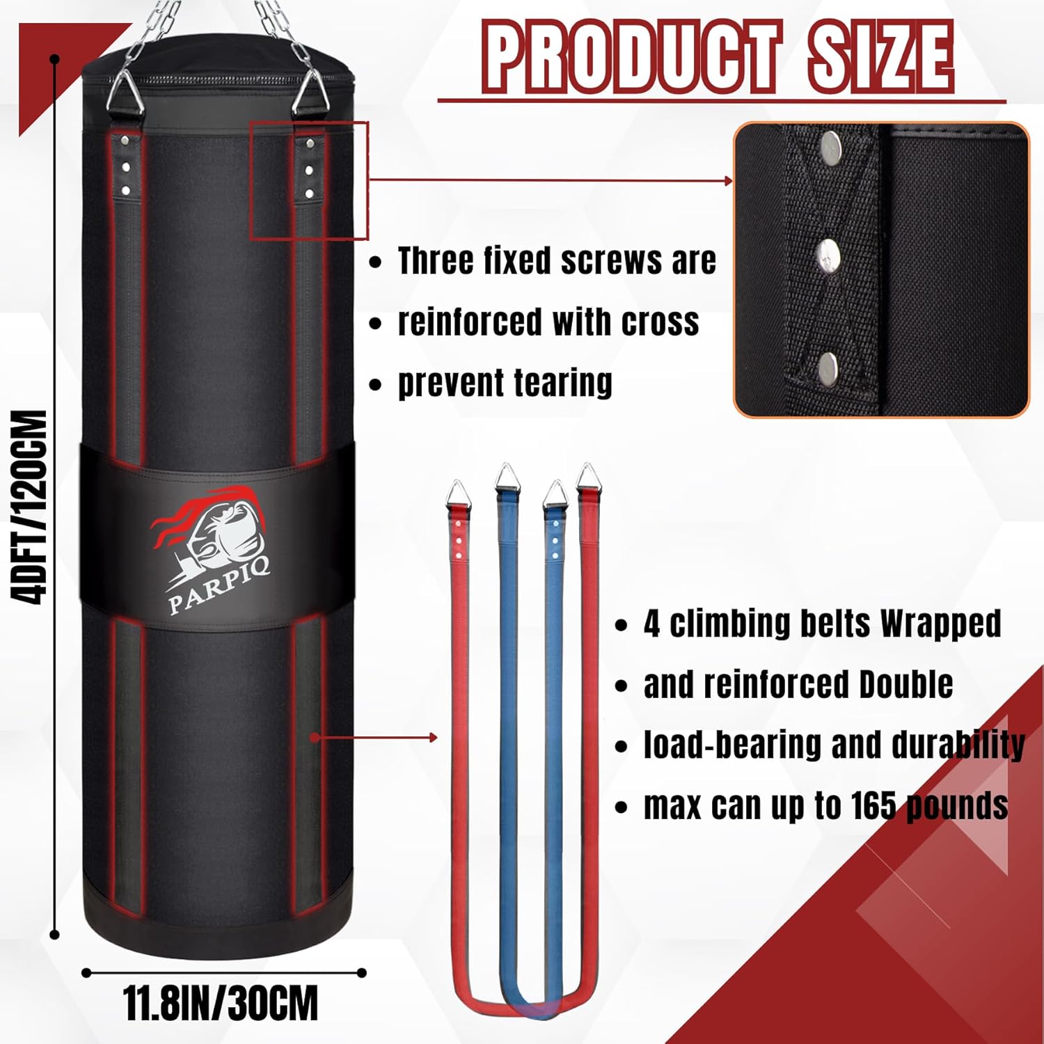 4FT Hanging Punching Bag for Adults, Unfilled Canvas Heavy Boxing Bag Set with 12oz Boxing Gloves Hand Wraps, Jump Rope, Reflex Ball for MMA Kickboxing Muay Thai Training Home