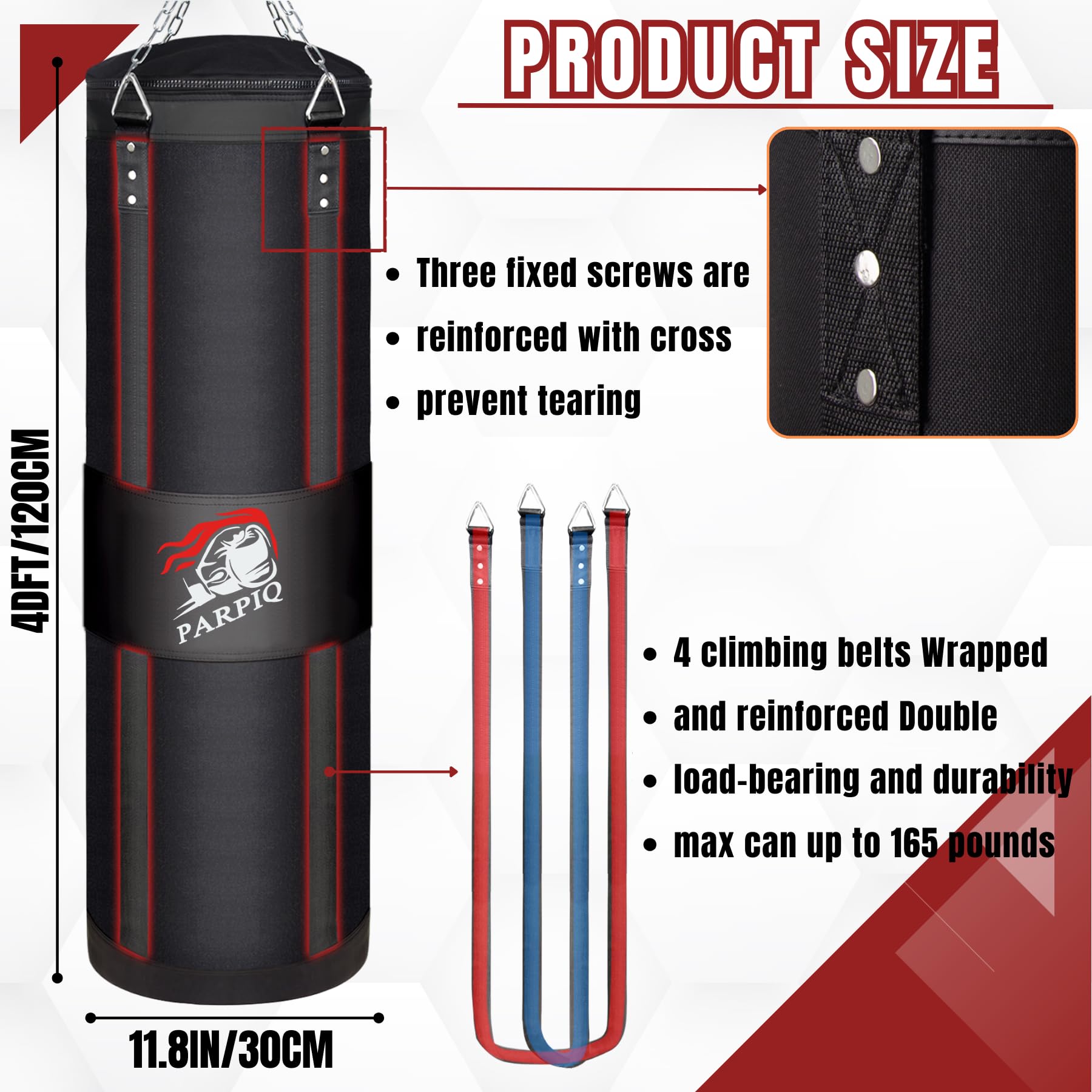 120cm Boxsack zum Aufhängen aus Segeltuch für Erwachsene | Inkl. Boxhandschuhe, Boxbandagen, Springseil & Reaktionsball | Ideal für MMA, Kickboxen und Muay Thai