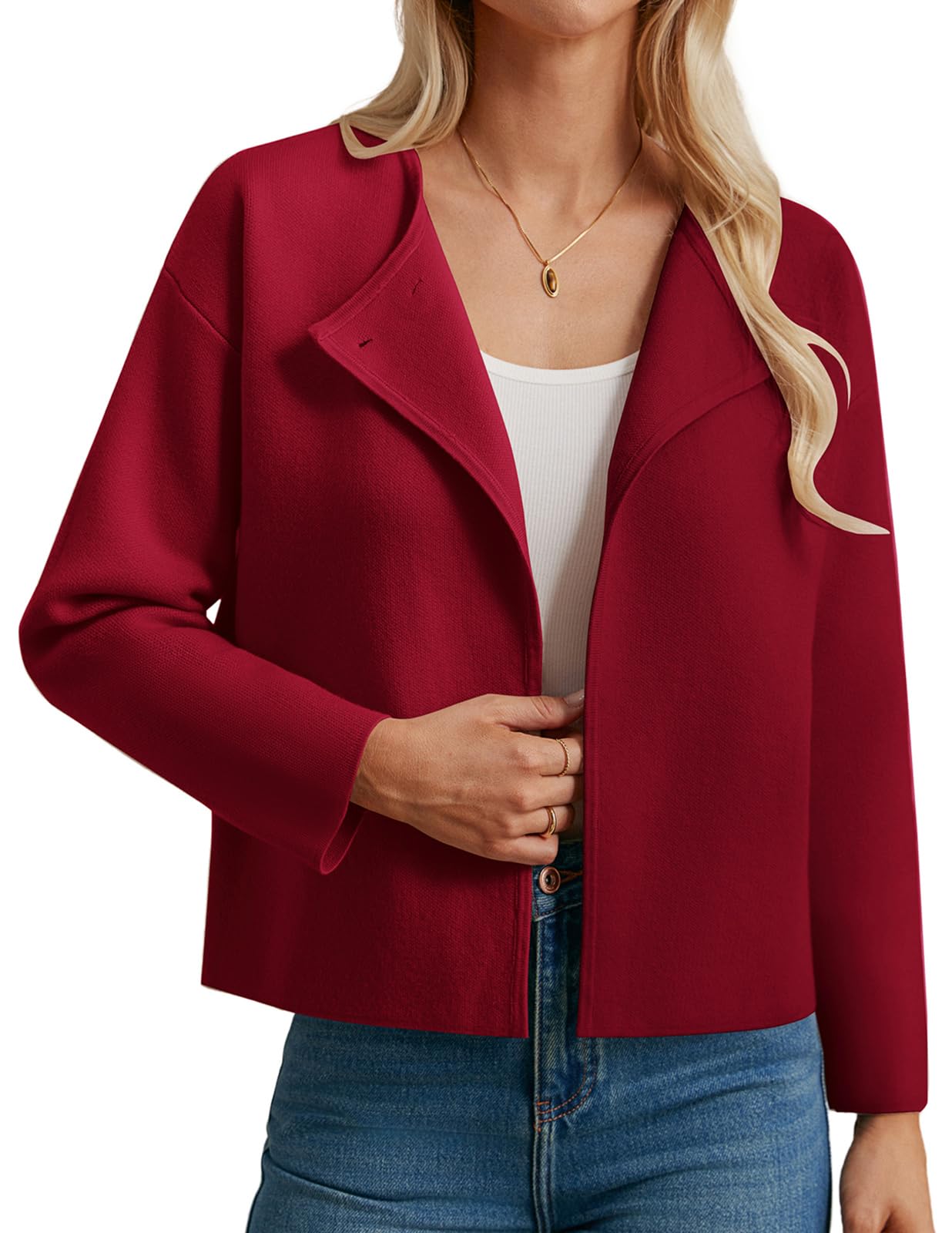 GRACE KARIN Womens Cropped Knit Sweater Blazer Oversized Open Front Jackets 2025 Fall Laple Cardigans Dressy Casual