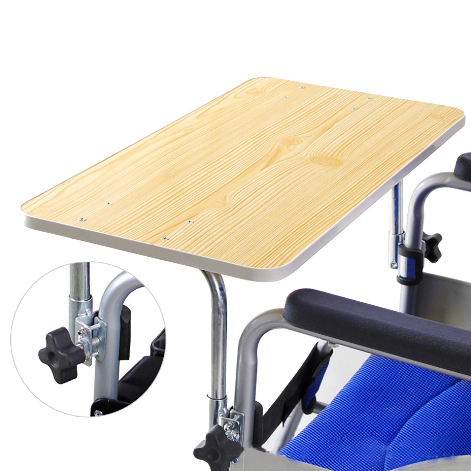 Mesa con bandeja for silla de ruedas, mesa de madera extraíble for silla de ruedas con soporte de tubo de acero duradero for comer, leer y escribir/656