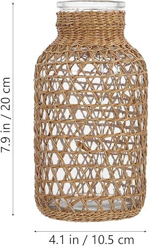 Miniatura 2 de BESPORTBLE Jarrón de botella de vidrio, marrón, rústico, resistente a la rotura, jarrón decorativo de granja para el hogar, jardín, oficina