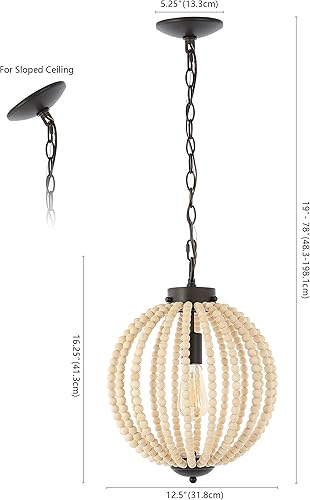 Miniatura 6 de JONATHAN Y JYL9930A Abril 12.5" 1-Light Rustic Bohemian Hierro/Madera Bead LED Colgante Contemporáneo, Moderno, Costero Dormitorio Sala, Bronce