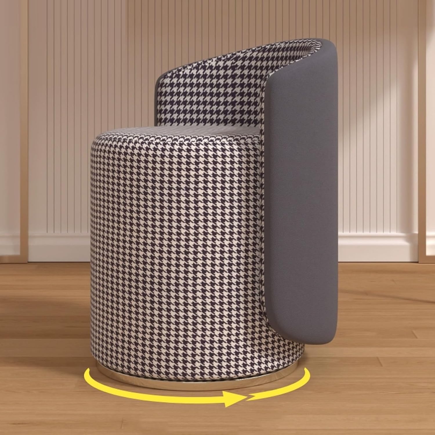 Living Room Sofa Stool, Stool with Backrest, Modern Small Vanity Chair, Sofa Tea, Padded Cushioned Chair for Powder Room(E Rotating Type)