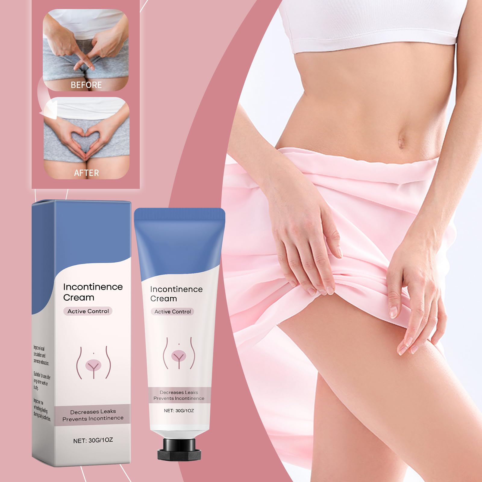 Inkontinenzcreme für Frauen, natürliche Formel, hautschützend, lindert Beschwerden, sanfte, beruhigende, leichte, nicht fettende Intimpflege für die tägliche Anwendung, kühlender (6PCS)