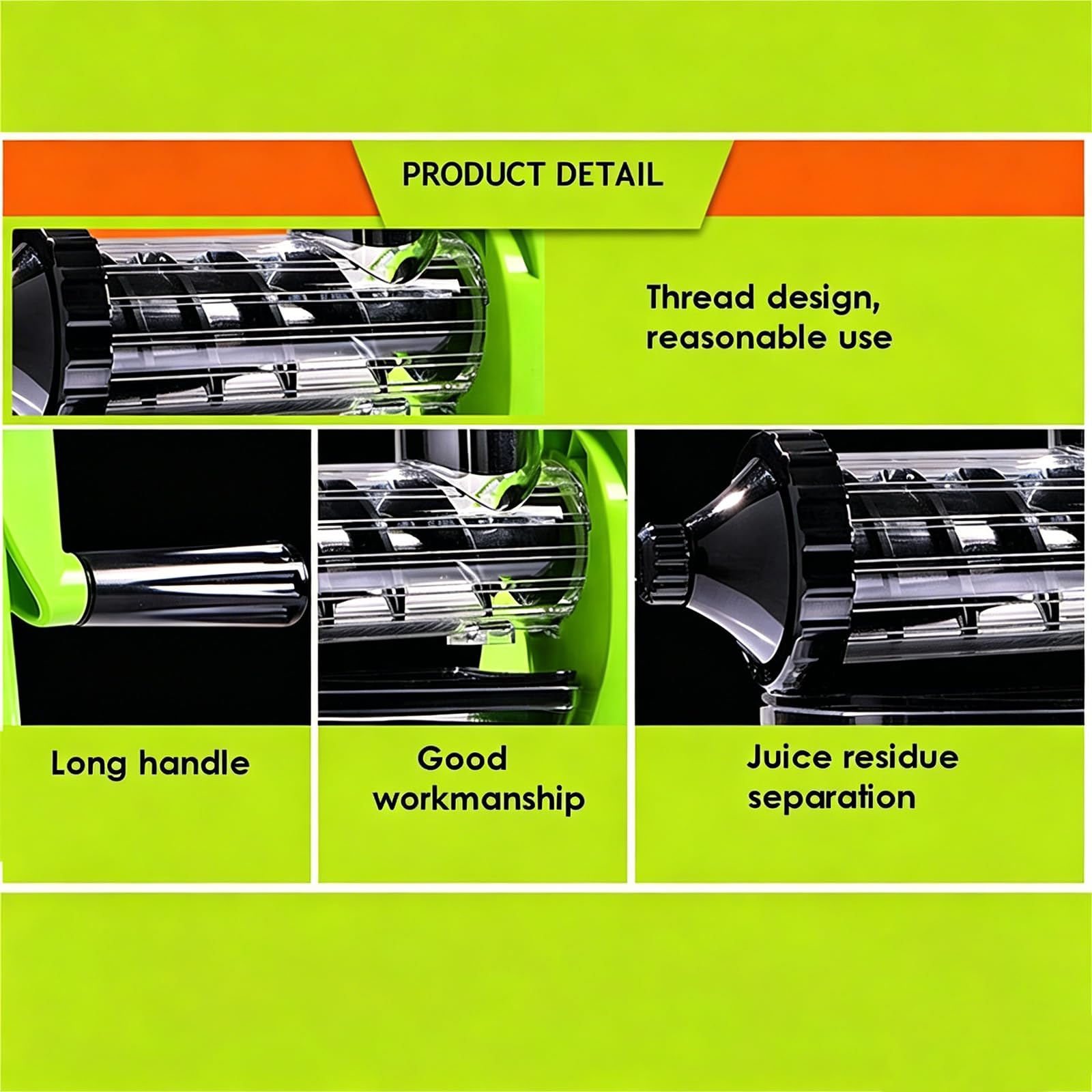 Machine à Serrer La Main, Jus De Fruit Manuel Portable 500ml, Fabricant De Jus Frais Pour Maison Et Camping, Faible Bruit Et Facile à Utiliser Pour Extracteur De Légumes Et Fruits Entiers green