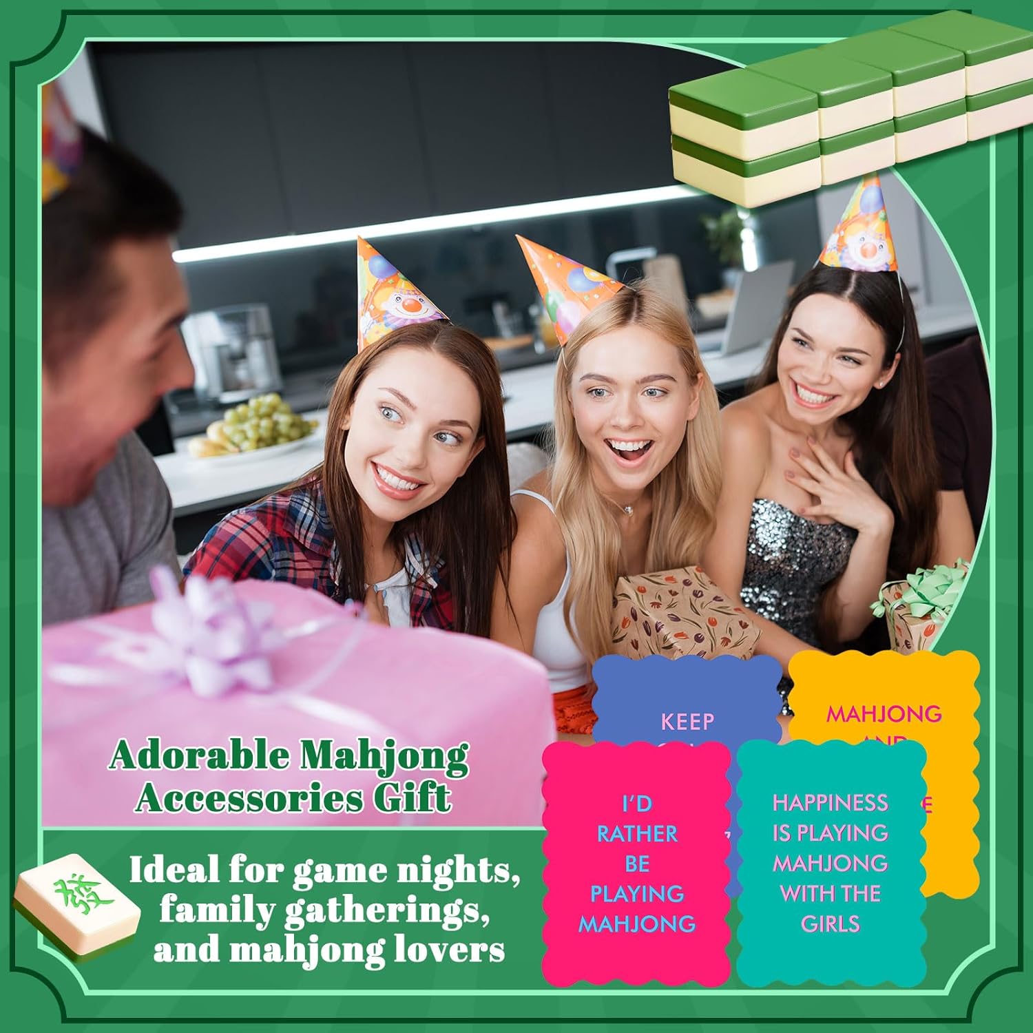 Maitys 4 Pcs Color Mahjong Shuffler Cards with Funny Sayings for Mixing Shuffling Tiles Thick PVC Shufflers with Wavy Scalloped Edges Mahjong Accessories Gifts for Lovers Playing(Multicolor,Funny)