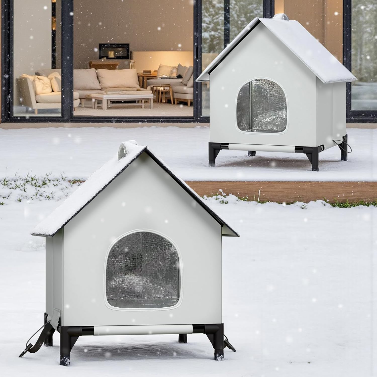 Cat House for Outside&Indoor,Insulated and Weatherproof,Foldable Cats Shelter, Easy to Put Together, Selfwarming Cat Shelter for Winter,Large Cave Bed for Garden(22 x 22 x 26 inch,XL,Normal)