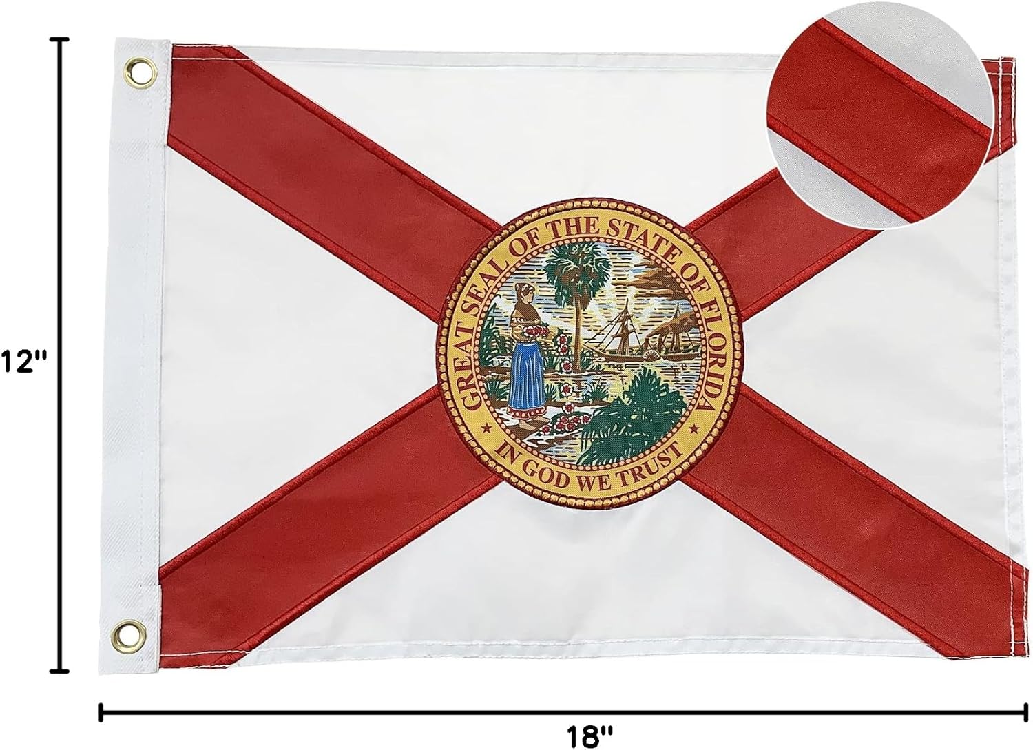 Bradford Florida Flag 12x18 Inch, Embroidered Florida State Flags for Boat Vivid Color Sunshine State Flags for state of florida for Bike Home Decoration with 2 Brass Grommets - Image 7