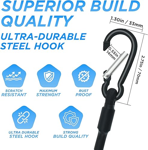 Miniatura 4 de SDTC Tech - Paquete de 8 correas elásticas extra fuertes negras de 6 pulgadas, 8 pulgadas, 10 pulgadas, resistentes correas elásticas para tiendas