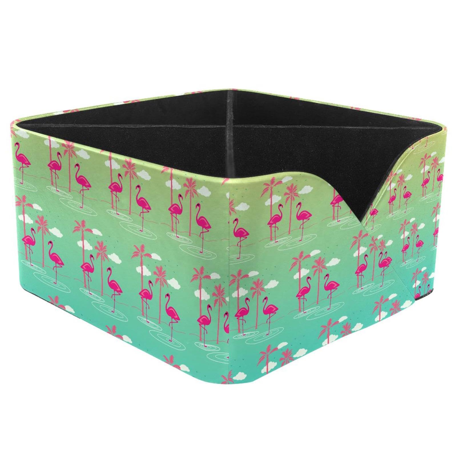 KengjuTesu Pink Flamingos Desktop Organizer Pen Holder, Rectangular Pencil Cup for Office, Study and Makeup Stations