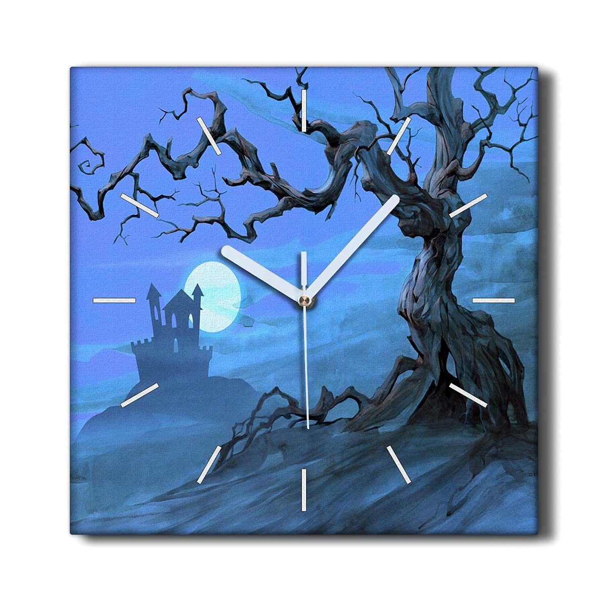 Horloge sur Toile sans Tic-Tac Moon Castle pour Décoration Murale Sans Bruit
