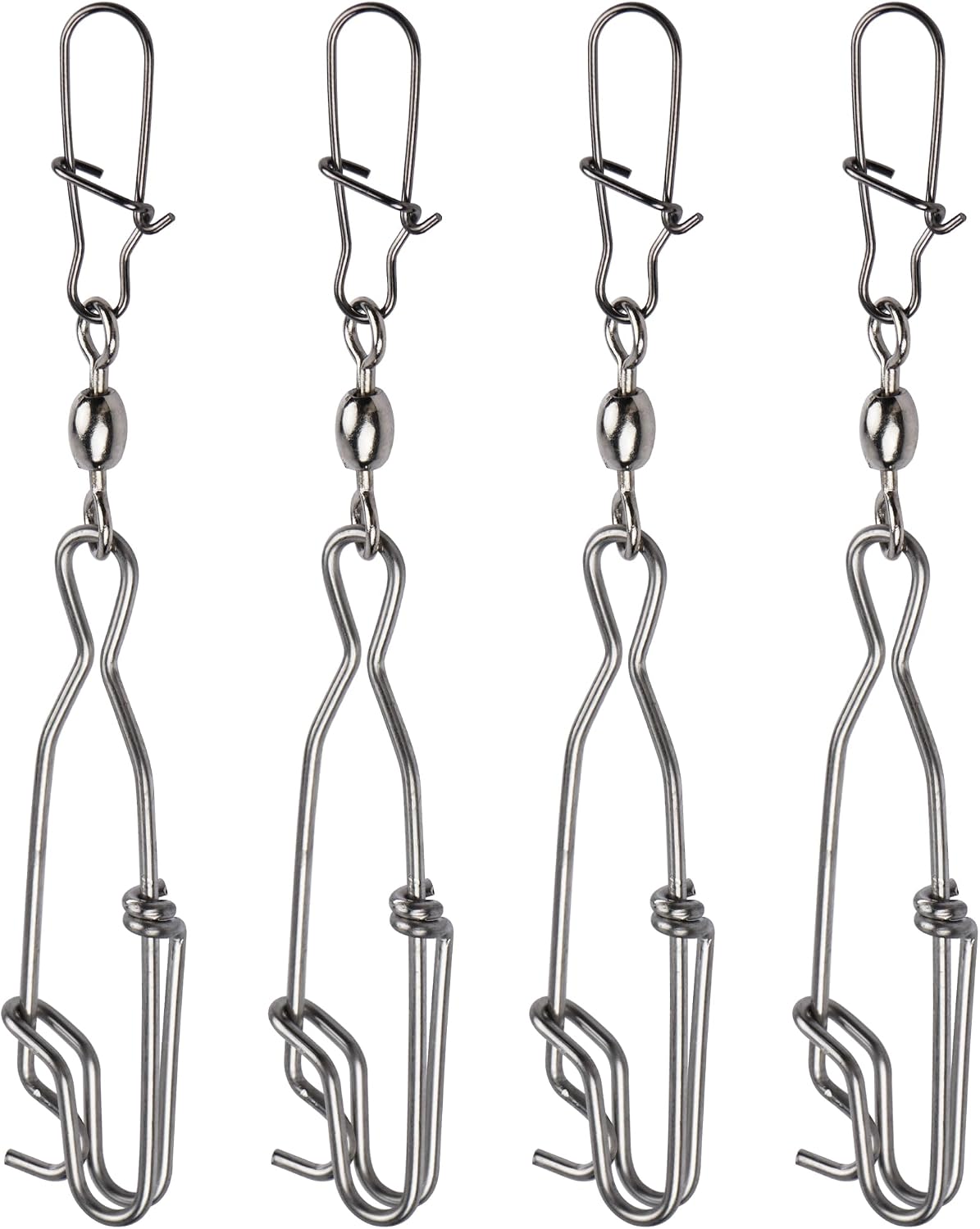 Longline Snap Clips with Crane Swive Duo-Lock Snaps,4/8 Packs Stainless Steel Fishing Snaps Tuna Clips Long Line Branch Hangers Snaps Fishing Accessories Tackle