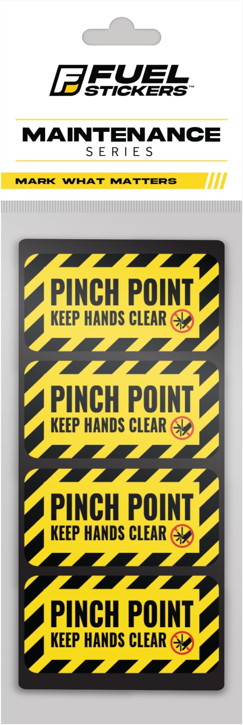 Pinch Point Stickers (Small) | Pinch Point Warning Sticker| Safety Label | Powered Machinery and Equipment - Heavy-Duty, Ultra Durable – USA Made (2x1 inch), 4 Labels