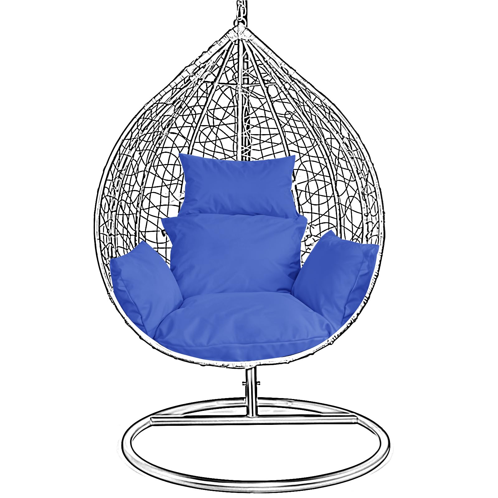 Swing Egg Chair Replacement Cushions Set, Water-Resistant Hanging Basket Swing Seat Pad with Headrest Pillow, Foldable Removable Cushion for Outdoor Patio Hammock Swing Chair (Royal Blue) โ image 1
