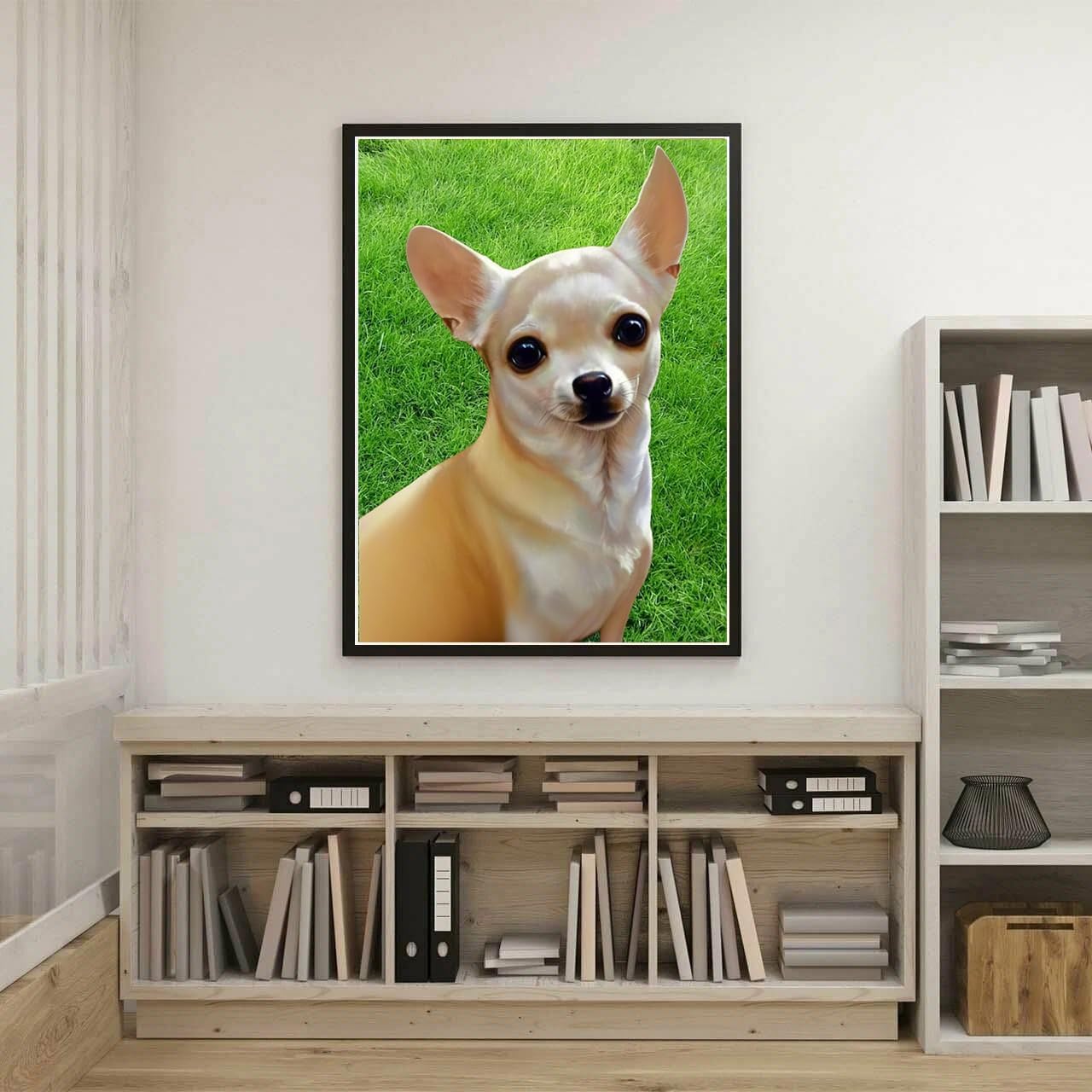 YEEIFFD New Year Gift Cute Chihuahua Dog 5D Diamond Painting by Number Kits Round Full Drill Embroidery Cross Stitch Arts Craft Canvas for Home Wall Decor for Christmas Valentine's Day 12x16 inch