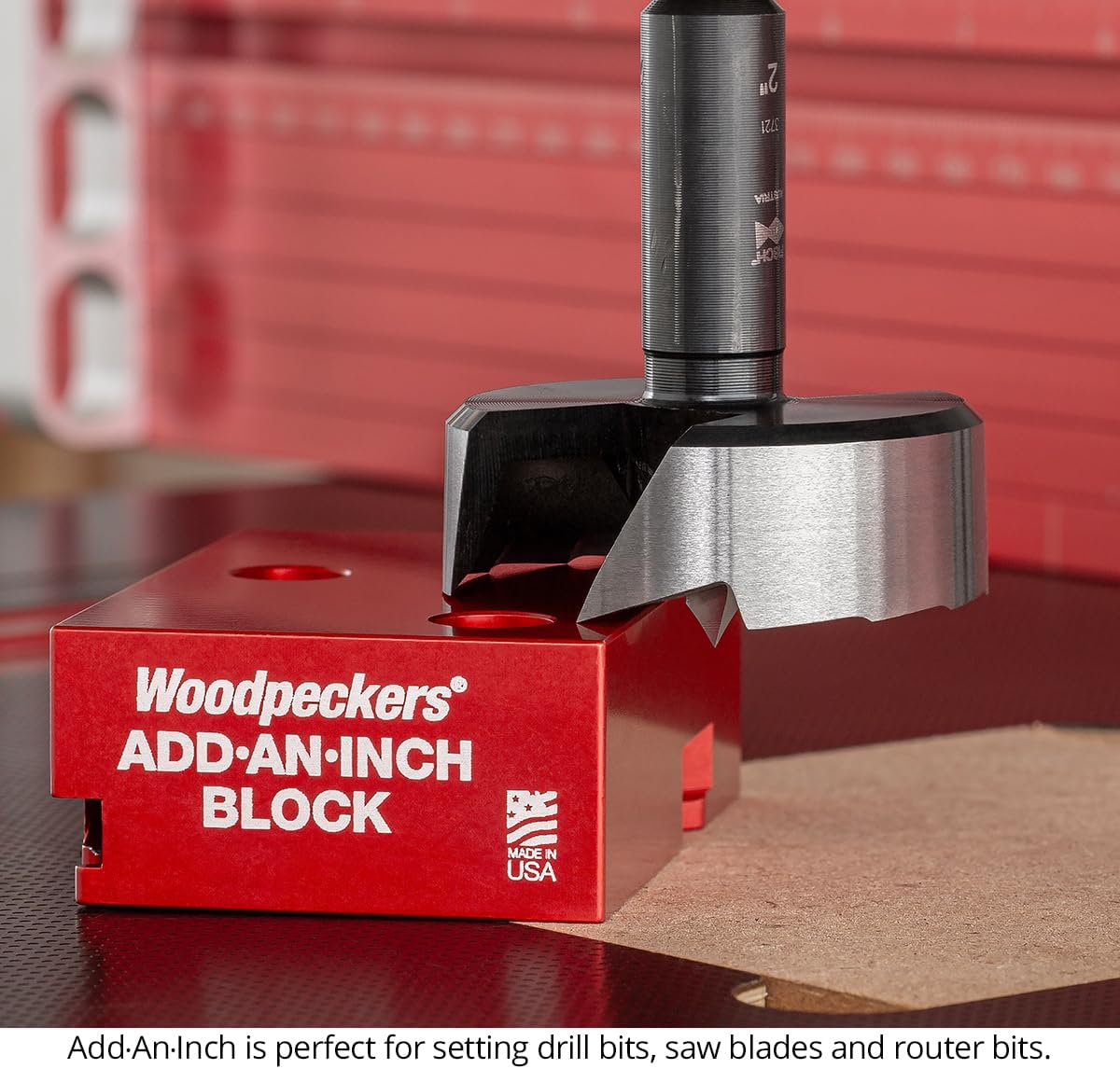 Woodpeckers Add-an-Inch Block – Precision-Machined 1 x 2 x 3-Inch Table Saw Fence Stop for Safe, Repeatable Crosscuts, Clamp-On Table Saw Accessory, Setup & Offset Block, Made in USA ADD-1