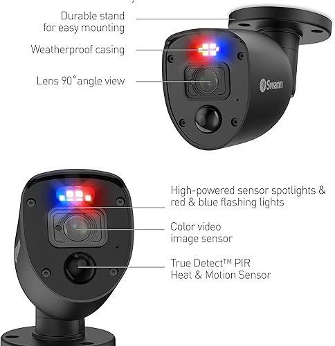 Miniatura 2 de Swann Cámara bala de luces intermitentes negras 1080p (complemento)