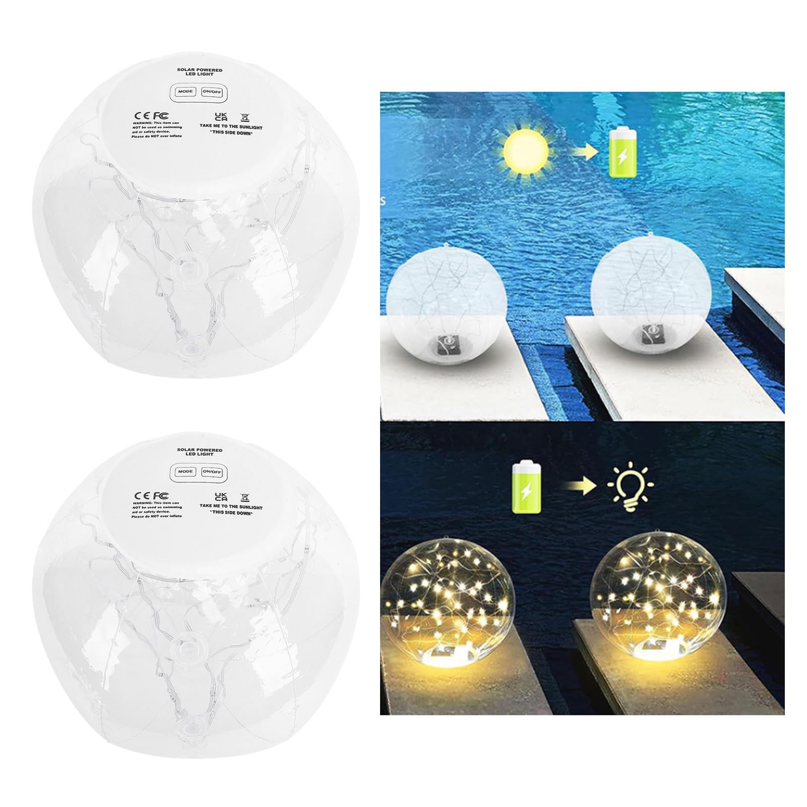 Asixxsix Solarbetriebene Schwimmende Poolbeleuchtung, 13,78 Zoll Schwimmende Ball-Poolbeleuchtung, IP68 wasserdichte Schwimmende Solarbeleuchtung für Pool, Teich, Außenbereich, (Colorful)