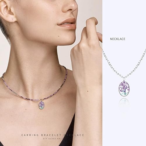 Miniatura 6 de Colgante de árbol de flores secas de 20 piezas, 2 tamaños, dije de flor prensada, encaje de color mixto, cuentas de resina transparente, collar