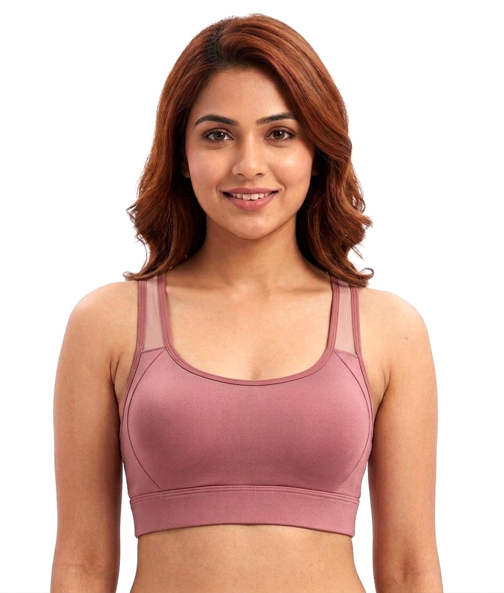khwaish store Women's Sports Bra with Mesh Racerback | High Impact Support | Keyhole Back Design | Padded Wireless Crop Top Bra for Gym, Yoga, Running-picture-10