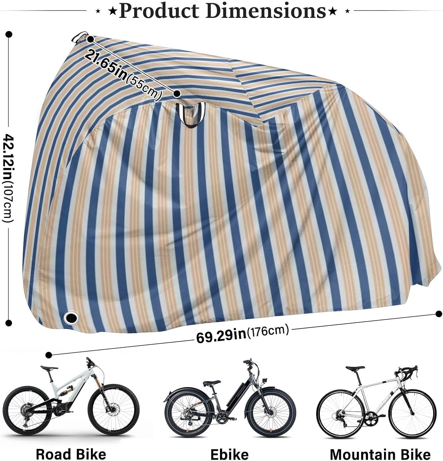 Blue-orange Stripe Cover for Bike Waterproof Exercise Bike Cover Bikes Storage