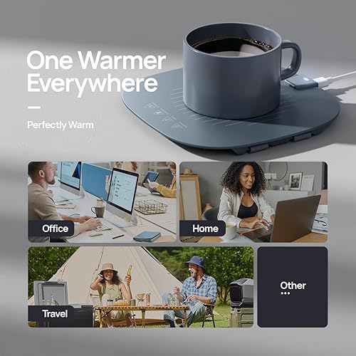 Miniatura 7 de Calentador de taza de café, almohadilla de silicona de calentamiento automático para botella de leche, café, bebidas, té, portátil y enrollable