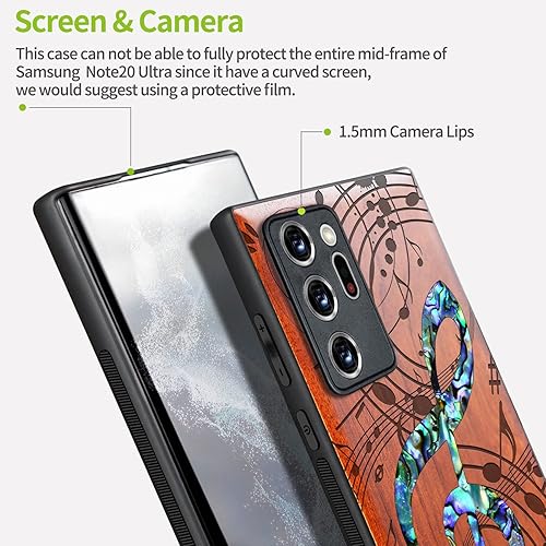 Miniatura 3 de Carveit Funda de madera de diseñador para Samsung Galaxy Note20 Ultra (grabado de madera e incrustaciones de carcasa) compatible con cargadores
