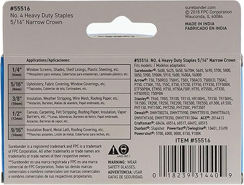 Miniatura 3 de 55516#4 Grapas de corona estrecha de alta resistencia - 516 pulgadas de longitud - 1250caja, paquete de 5