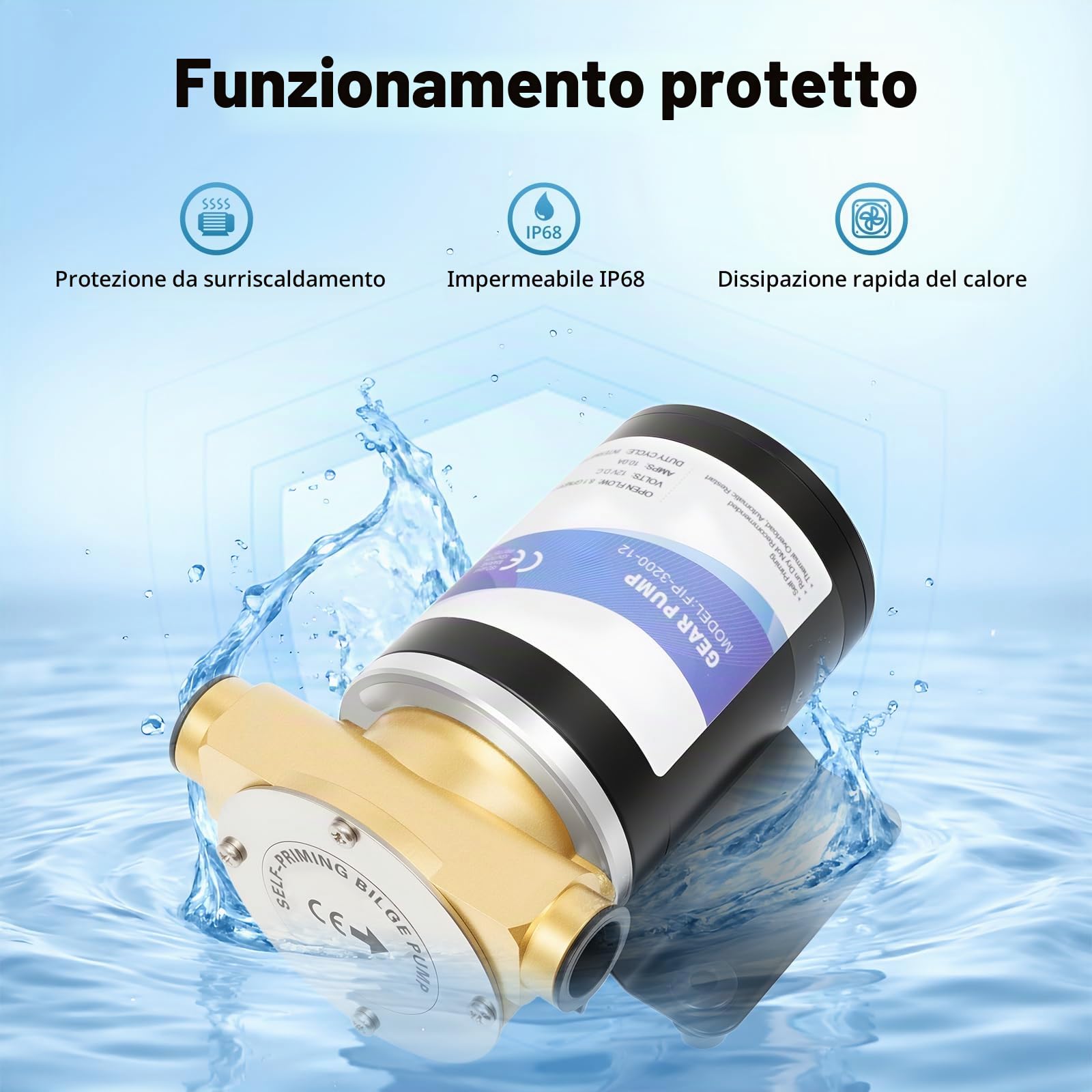 Pompa di Sentina Autoadescante 23 L/30 L/min - Pompa Dell'Acqua di Pressione Calda e Fredda, di Copertura e di Aumento Della Pressione