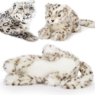 MaoGoLan Soft Stuffed Snow Leopard Plush 35'' Giant Cheetah Stuffed Animal, Fluffy Plush Toy for Girls Kids Realistic Stuffy, Christmas Easter Valentine's Day Birthday Gift Jungle Decorations