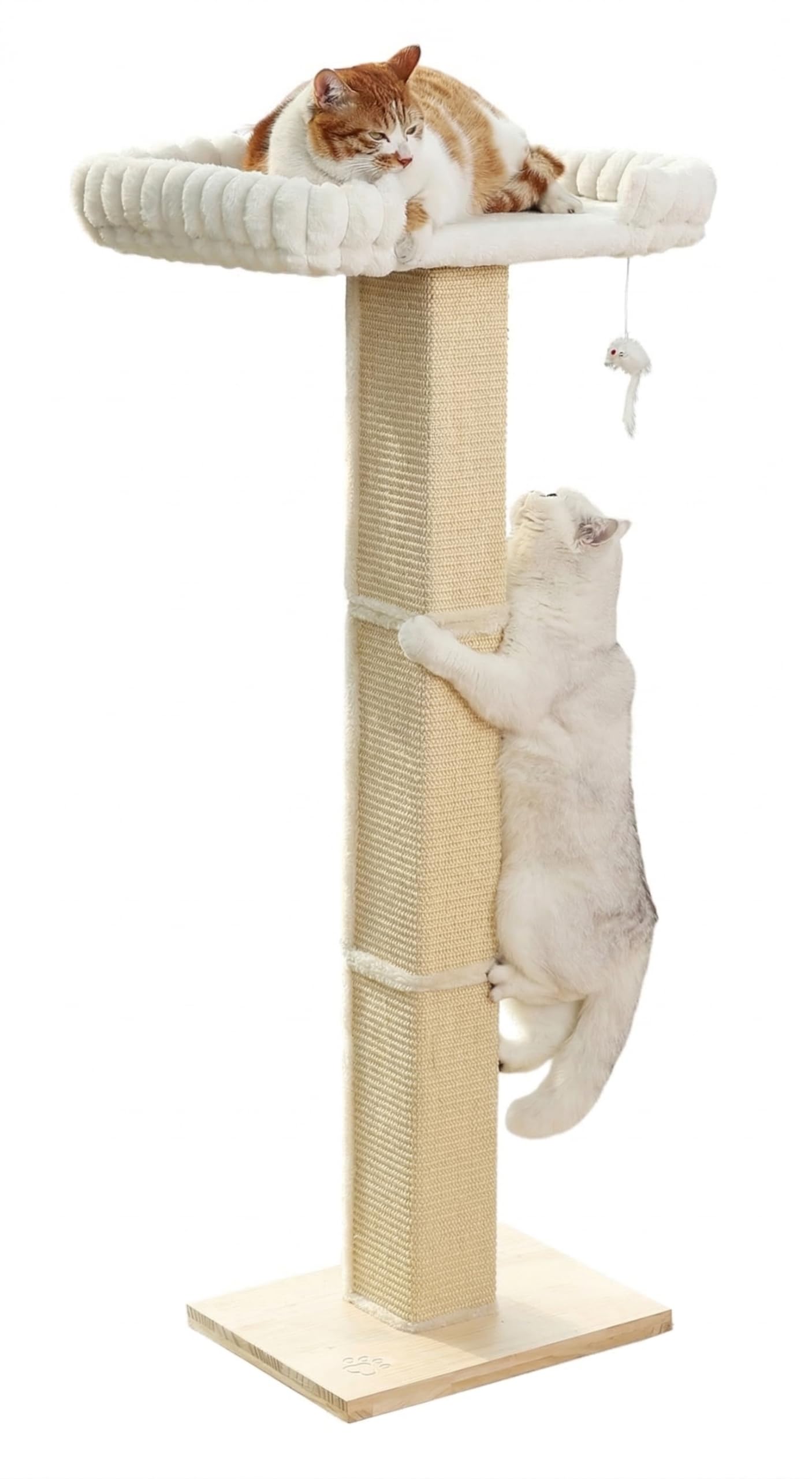 SnugCloud - Poste rascador para gatos con percha grande para ventana, cama ultra suave con refuerzo, árbol rascador de sisal ajustable de 47 pulgadas de alto para gatos grandes Maine Coon, escalar