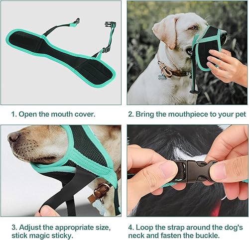 Miniatura 7 de Bozal para perro, bozal de nailon suave para perros pequeños, medianos y grandes, labrador, pastor alemán, Chihuahua, malla de aire, transpirable,